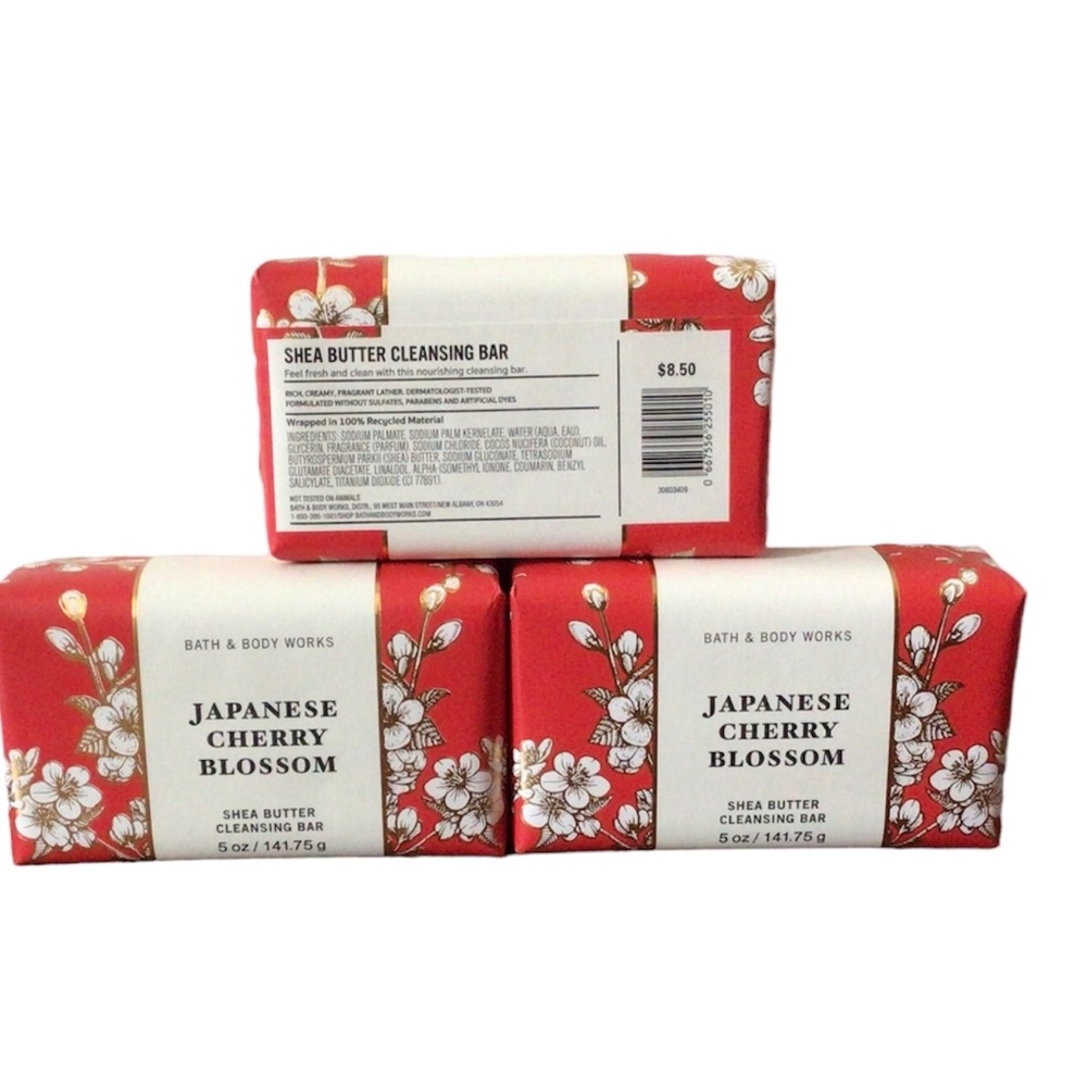 3 Japanese Cherry Blossom Shea Butter Cleansing Bar Soap Bath & Body Works 5 oz. - Picture 2 of 2